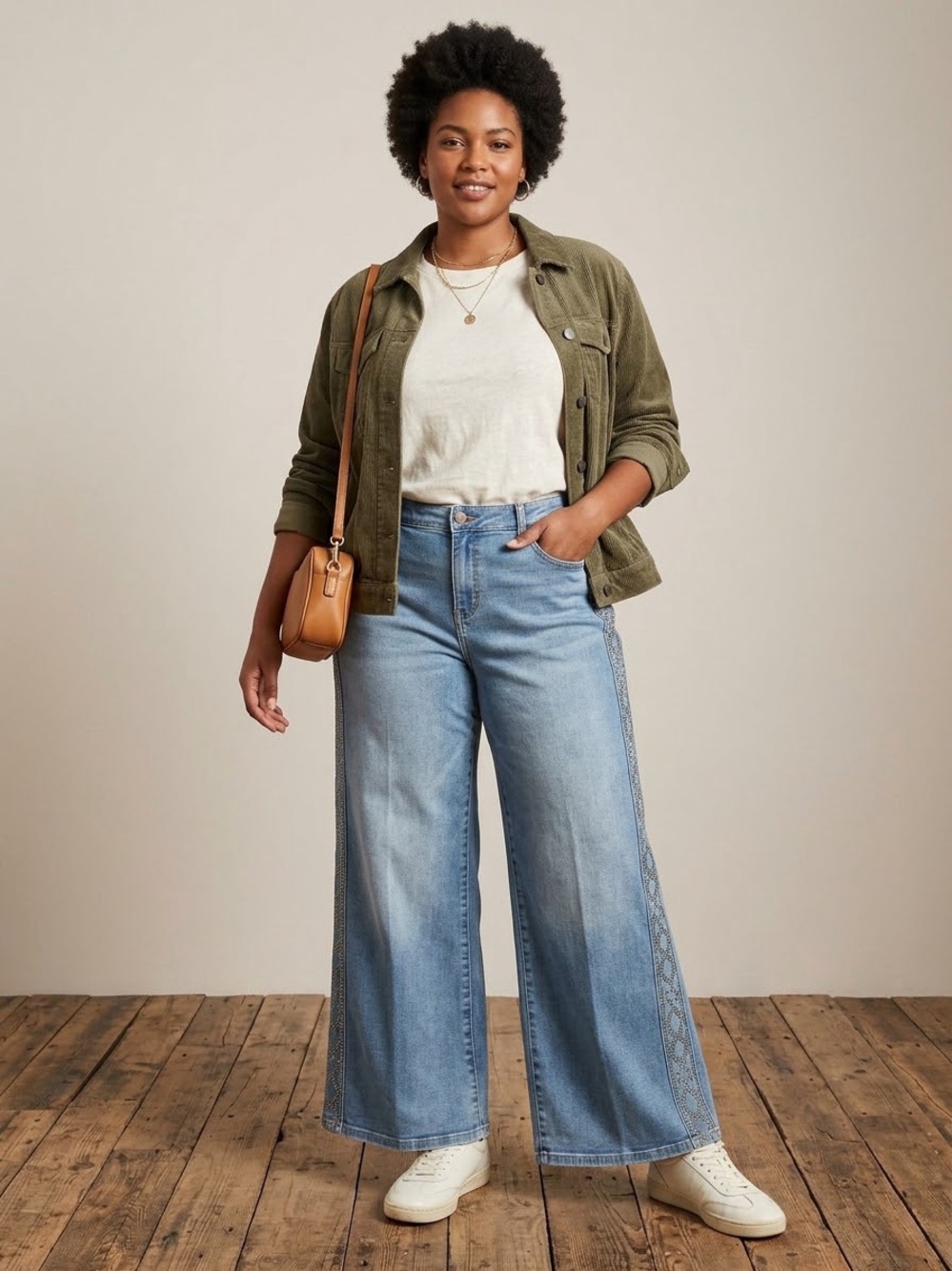 Lane Bryant Signature Mid-Rise Wide Leg Embellished Jean, size 14